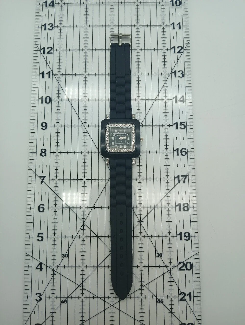 Nouveau Black Crystal-Trim Square Watch
